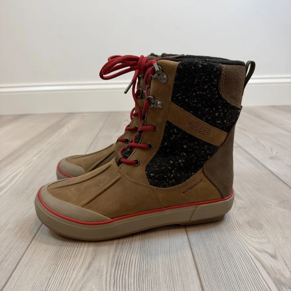 Keen Elsa II Wool WP Winter Boots Canteen Red Dahlia 1019573 Womens 7.5 NEW